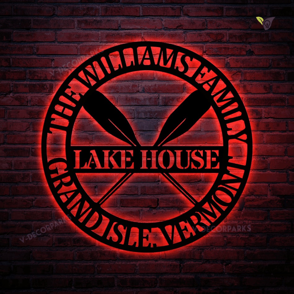 Personalized Lake House Metal Sign With Led Lights, Lake House Decor