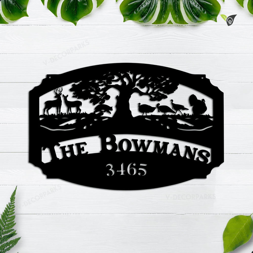 Personalized Name Deer Turkey Hunting Metal Sign, Custom Outdoor Cabin ...