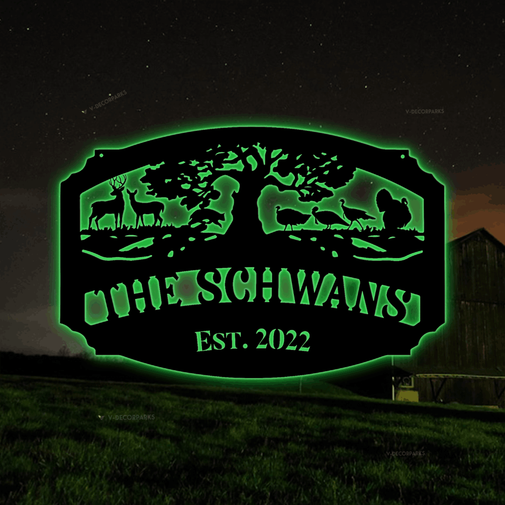 Personalized Name Deer Turkey Hunting Metal Sign With Led Lights ...