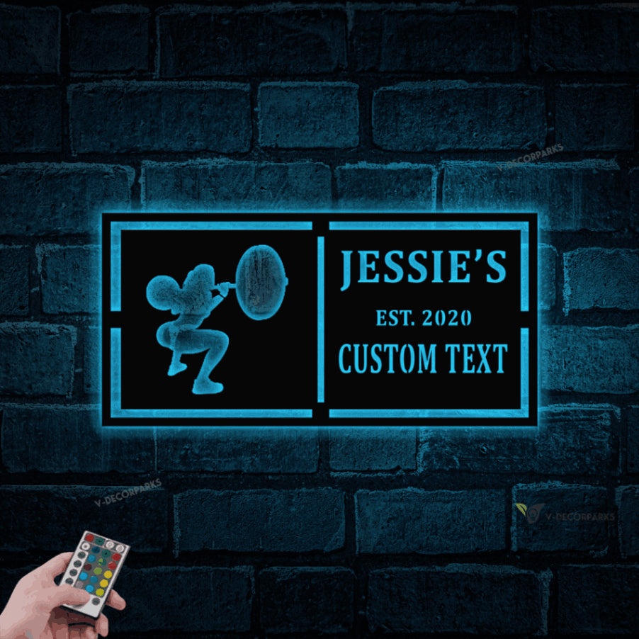 Gym Sign, Personalized Home Gym Sign With Led Lights, Custom Metal Gym ...