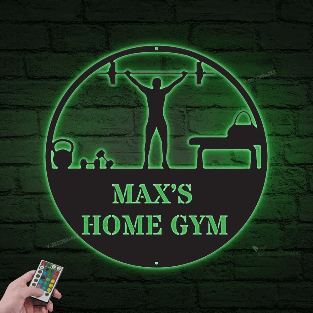 Gym Sign, Personalized Home Gym Sign With Led Lights, Custom Metal Gym Sign, Home Gym Sign, Fathers Day Gift, Home Workout Sign, Crossfit Gym Sign