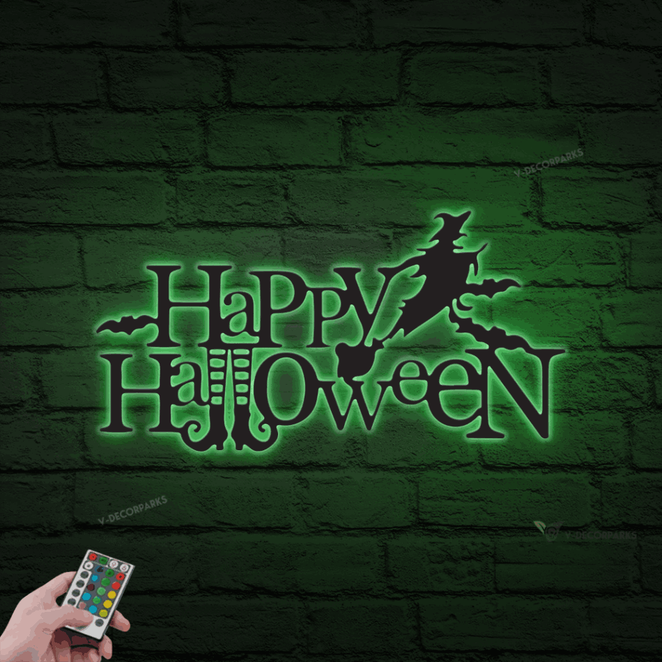 Happy Halloween Led Lights Sign, Halloween Witch Sign, Custom Halloween Sign, Spooky Wall Decor, Fall Wall Art, Halloween Wall Art