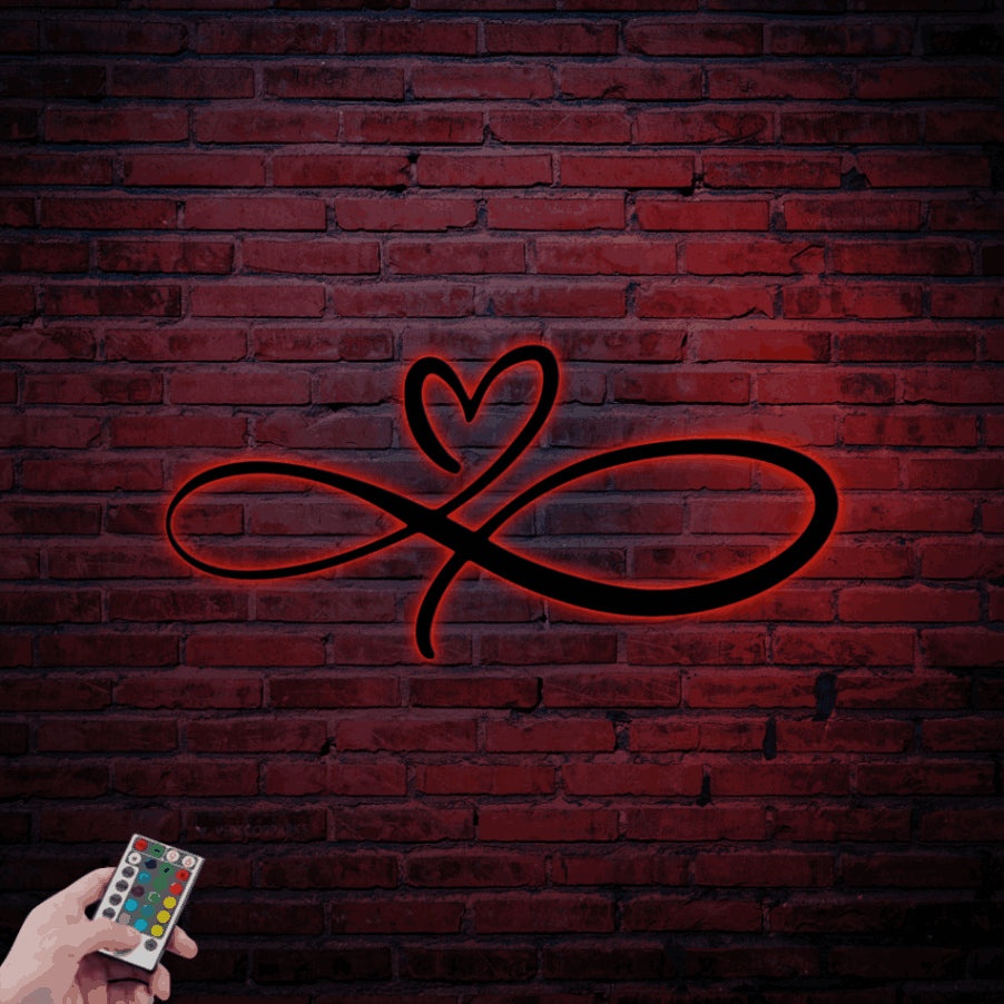 Infinity Heart Sign With Led Lights, Metal Infinity Heart Wall Decor ...
