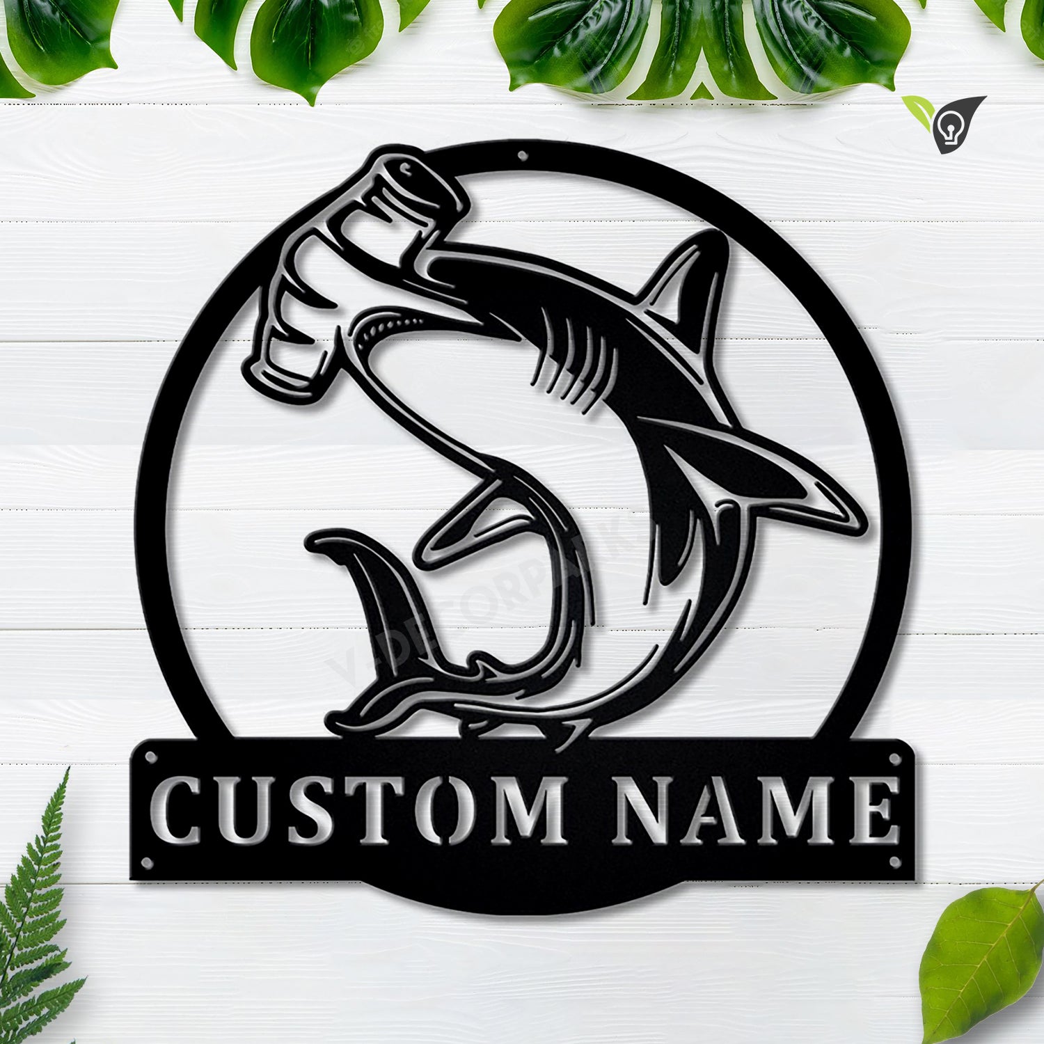 Personalized Hammerhead Shark Metal Sign Art, Custom Shark Monogram Metal Sign, Birthday Gift, Animal Funny, Fathers Day Gift