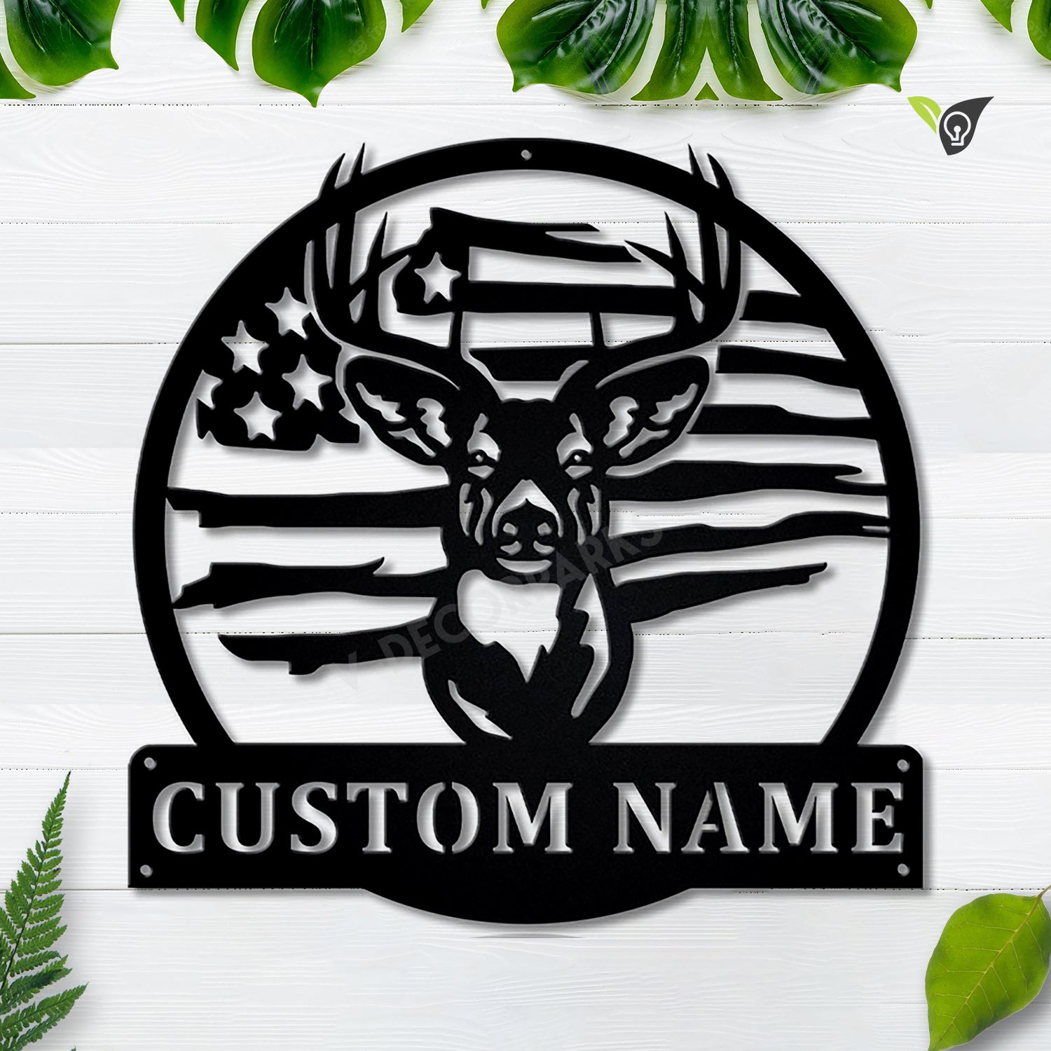 Usa Flag Deer Hunting Metal Sign Art Metal Wall Art Deer Antler Decor   MSCC0231 Copy 