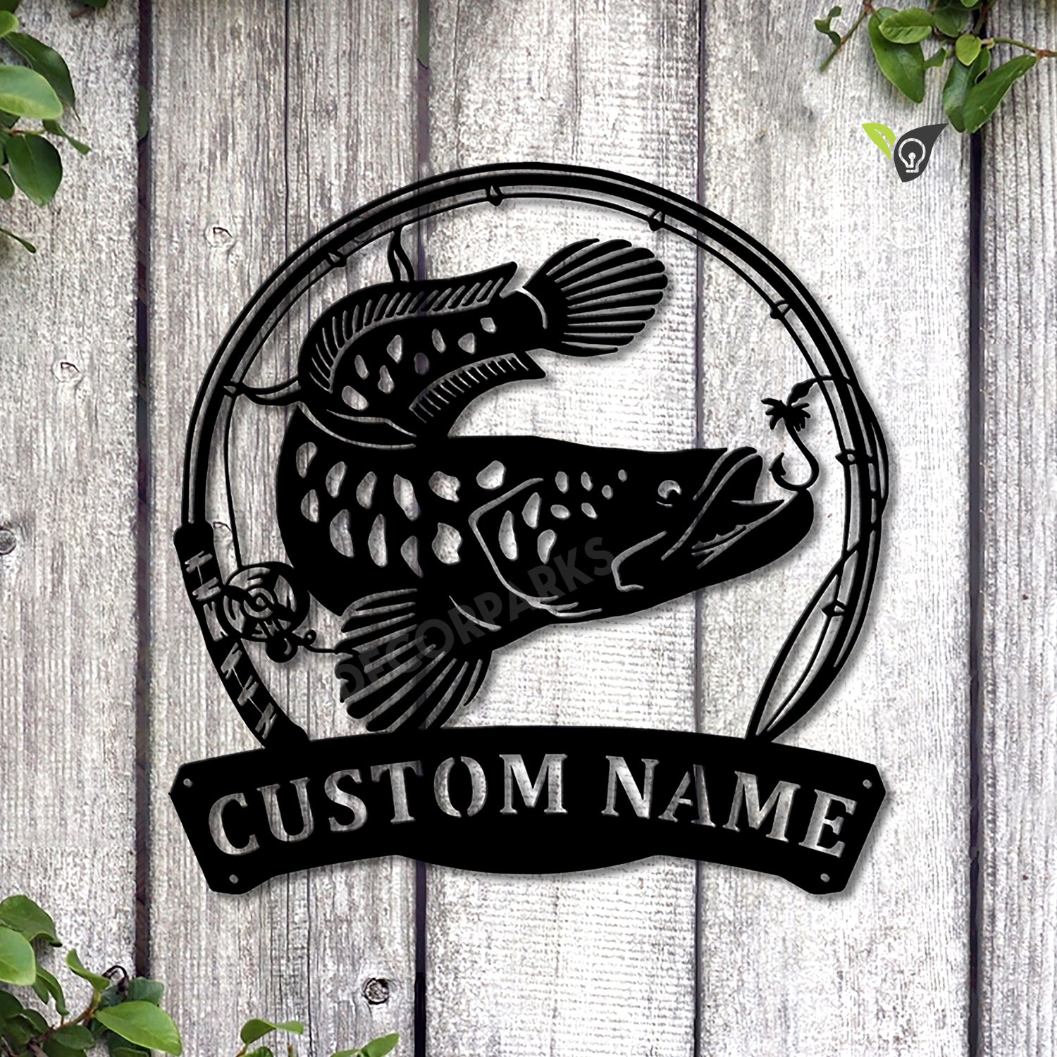 Personalized Snakehead Fish Pole Monogram Metal Sign Art, Custom ...