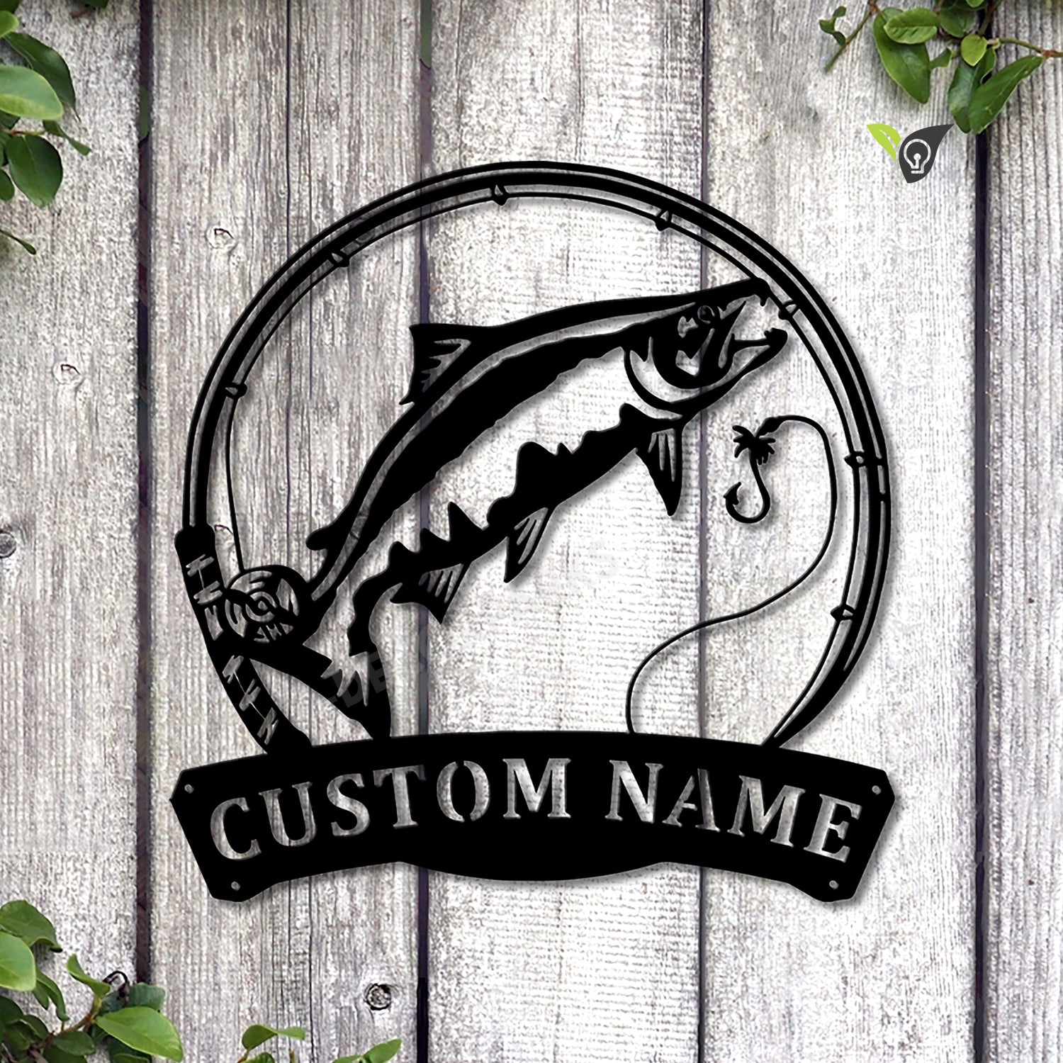 Personalized Chinook Salmon Fish Pole Monogram Metal Sign Art, Chinook ...