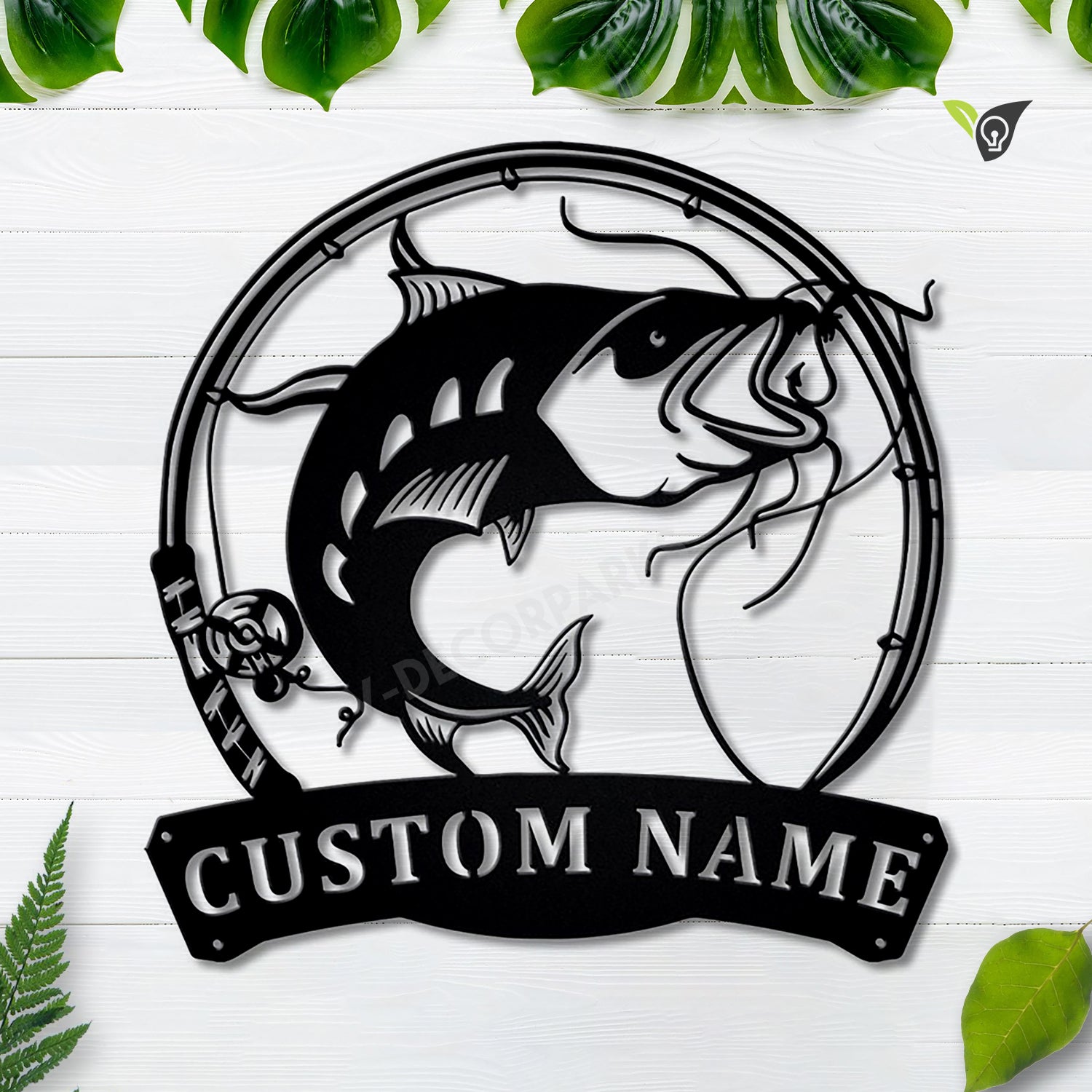 Personalized Catfish Fishing Fish Pole Metal Sign Art, Custom Catfish 