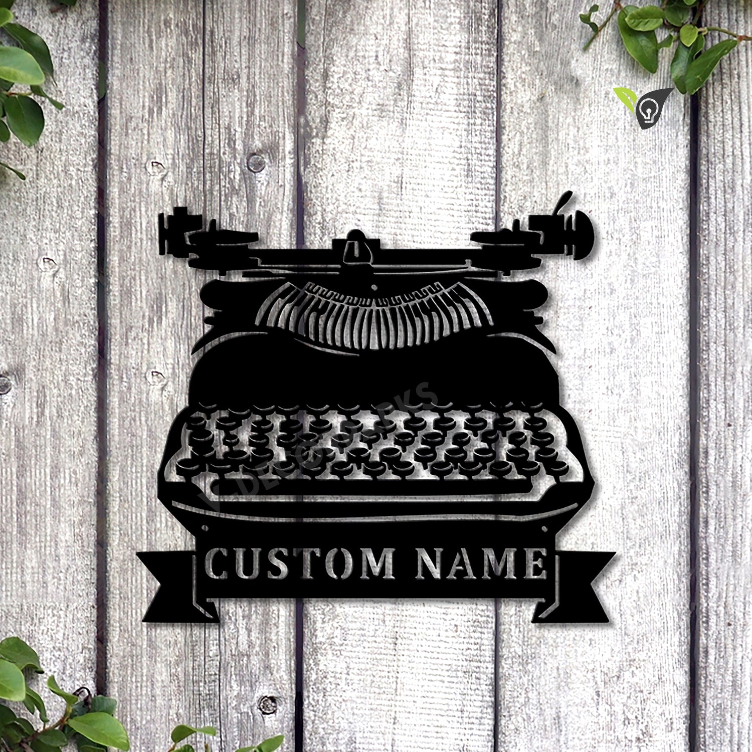 Personalized Typewriter Metal Sign Art, Custom Typewriter Monogram
