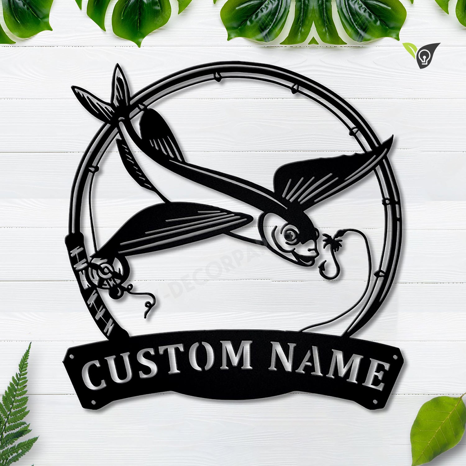 Personalized Flying Fish Fishing Fish Pole Metal Sign Art Custom Flying ...
