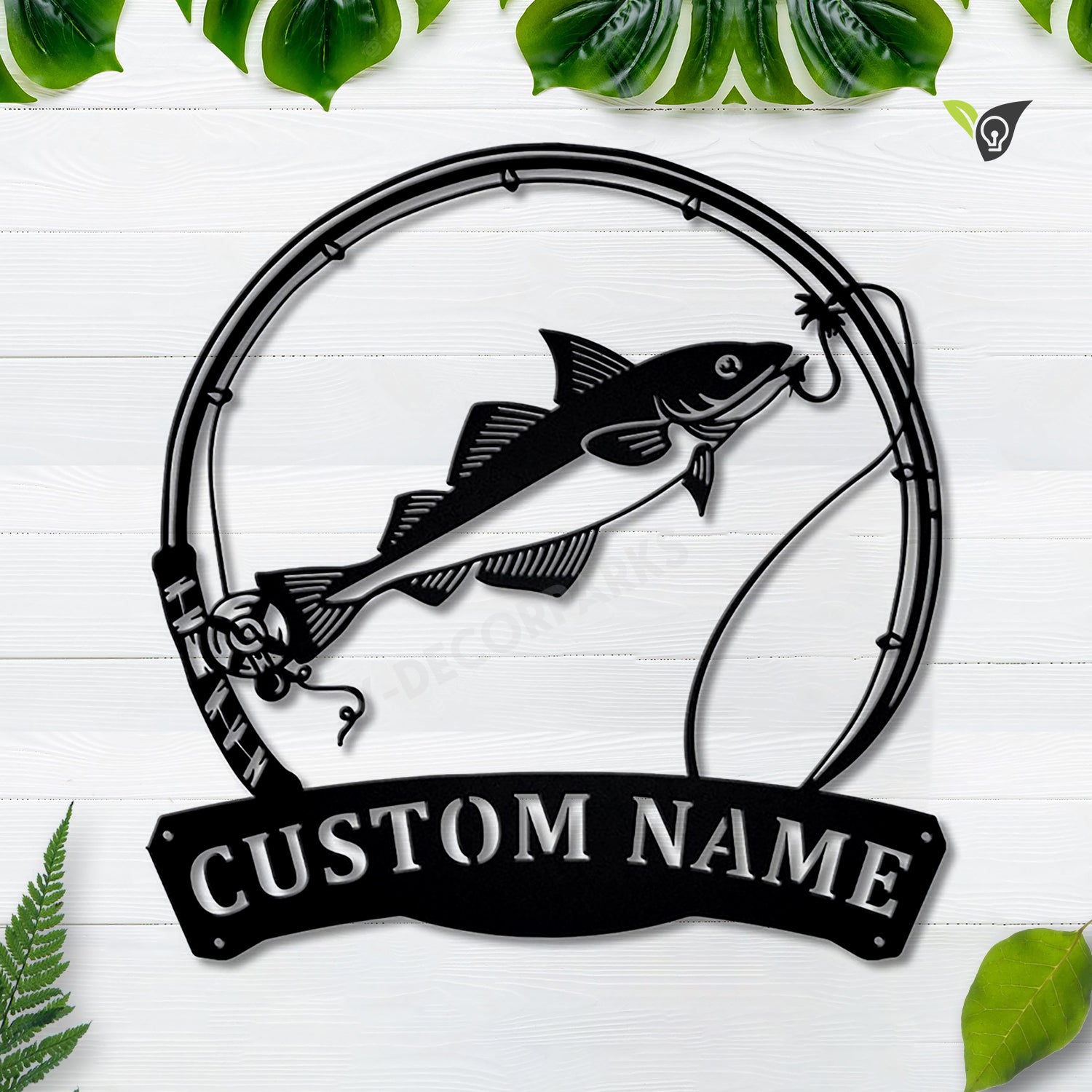 Personalized Haddock Fishing Fish Pole Metal Sign Art, Custom Haddock ...