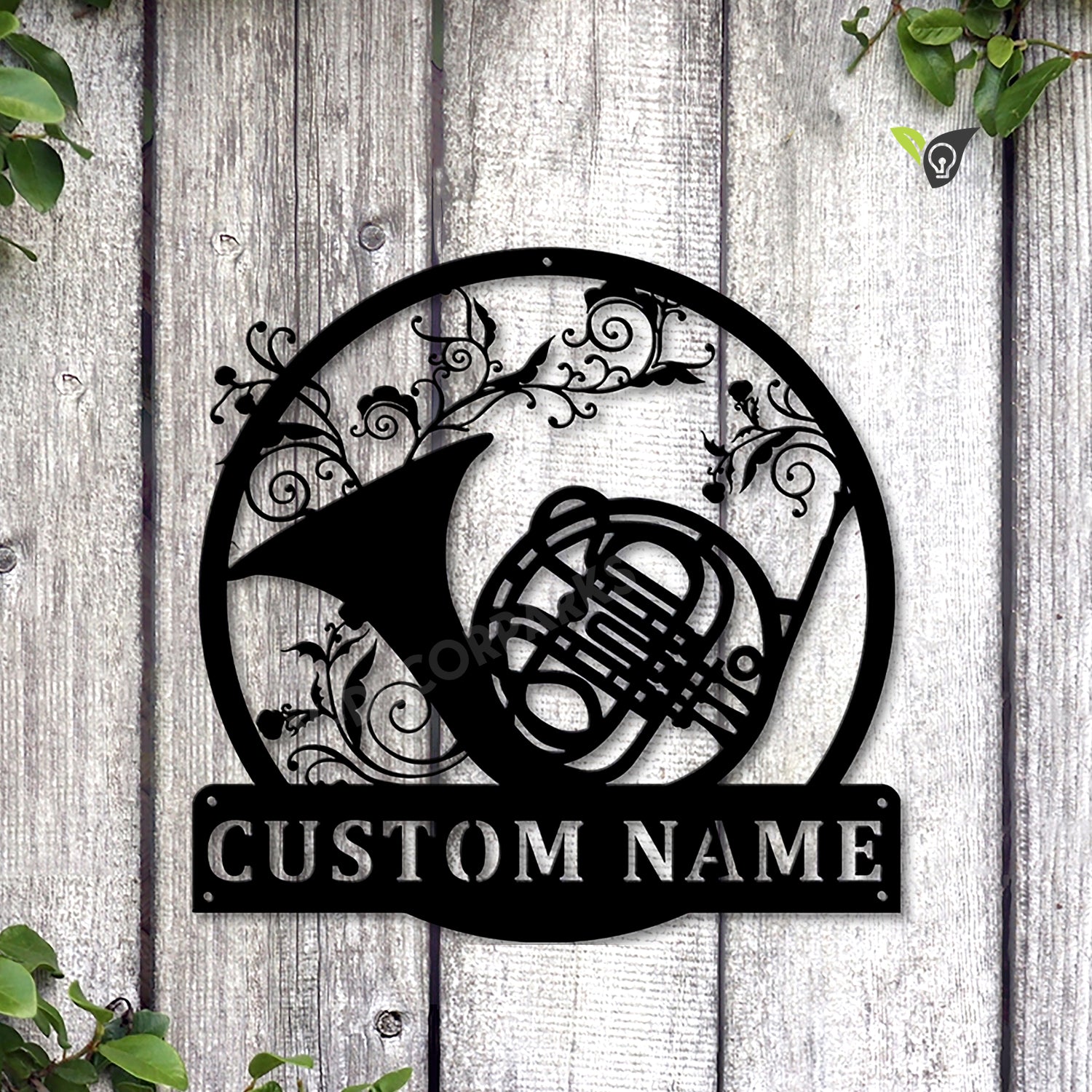 Personalized French Horn Monogram Metal Sign Art, Custom French Horn