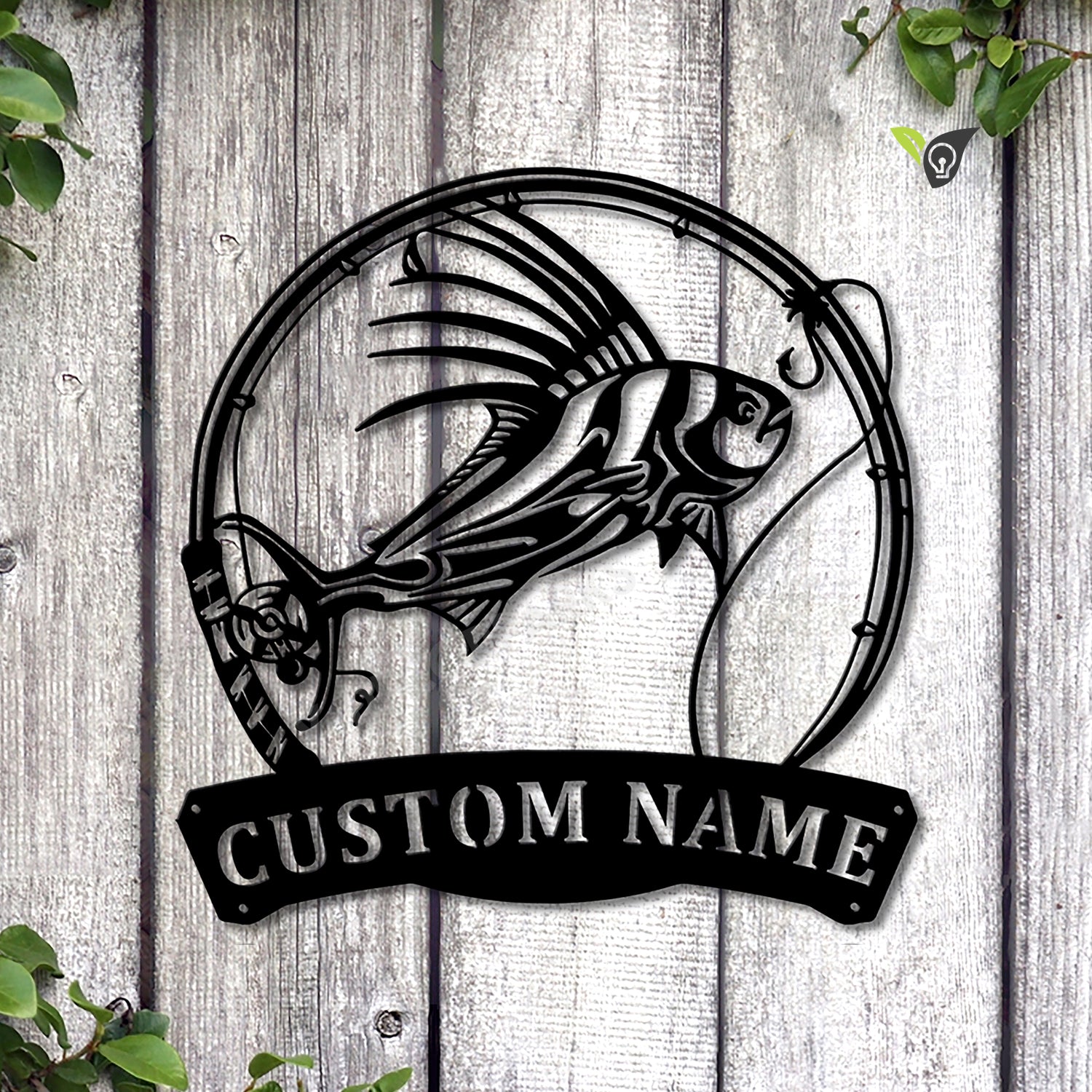 Personalized Roosterfish Fish Pole Monogram Metal Sign Art, Roosterfish 