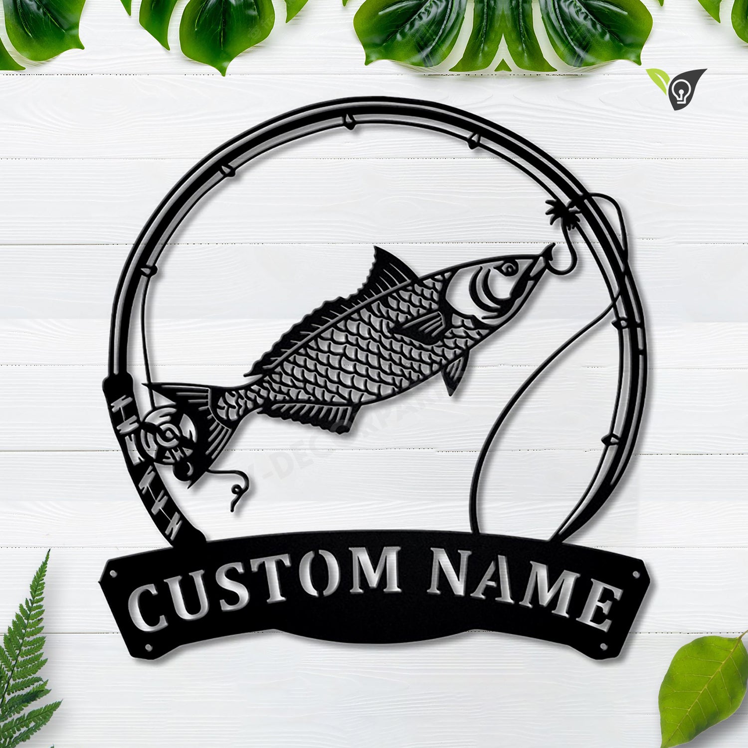 Personalized Kahawai Fishing Fish Pole Monogram Metal Sign Art Kahawai Fishing Fish Metal Sign Fishing Lover Sign Decoration For Living Room