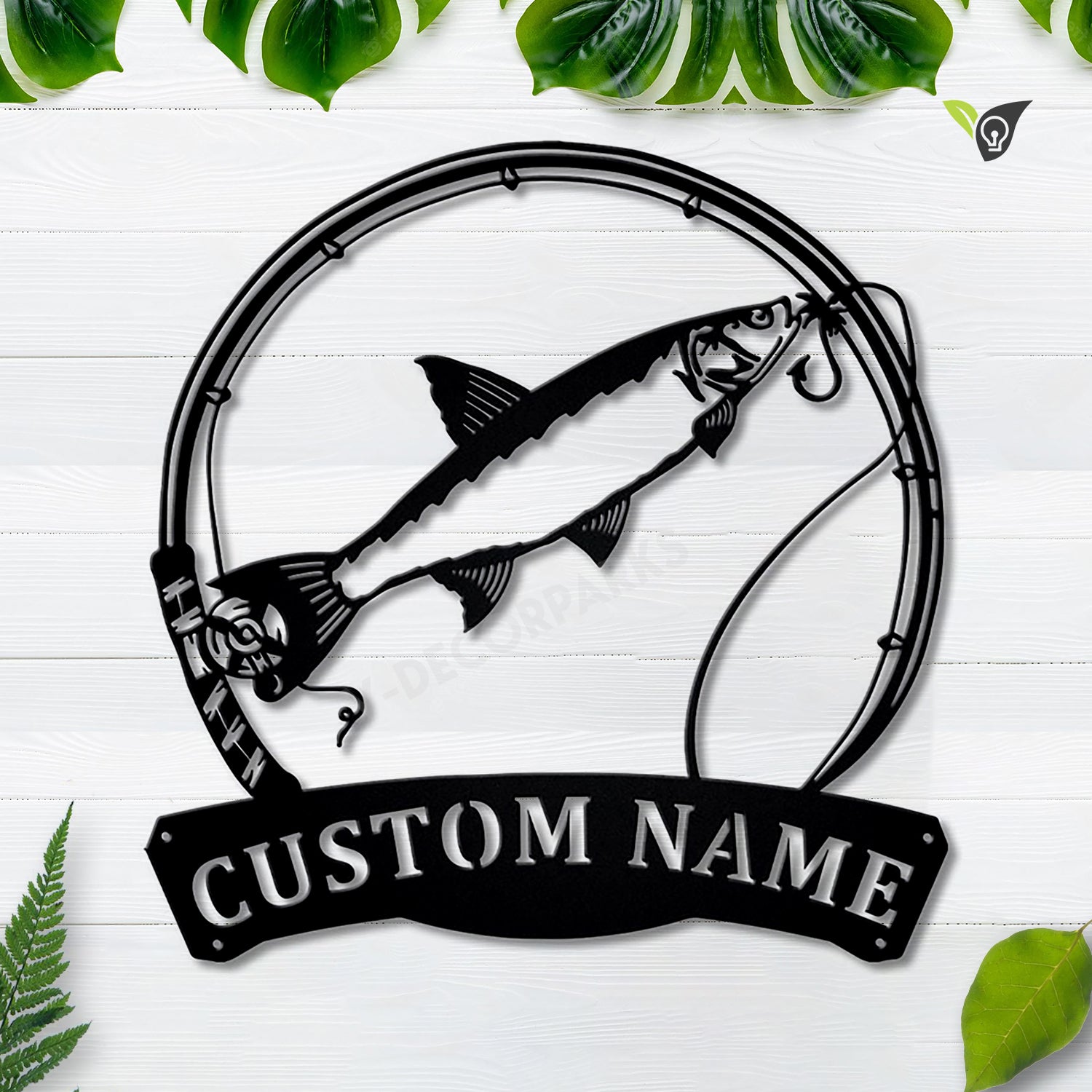Personalized Asp Fishing Fish Pole Monogram Metal Sign Art, Asp Fishing Fish Metal Sign, Fishing Lover Sign Decoration For Living Room