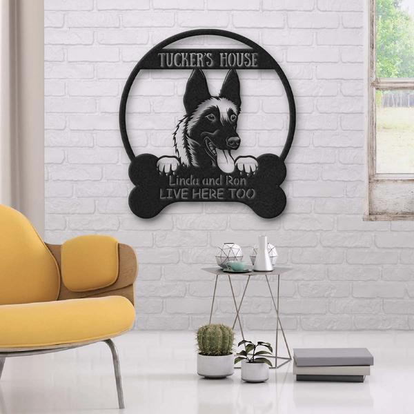 Malinoiss House Dog Lovers Personalized Metal Sign Cut Metal Sign