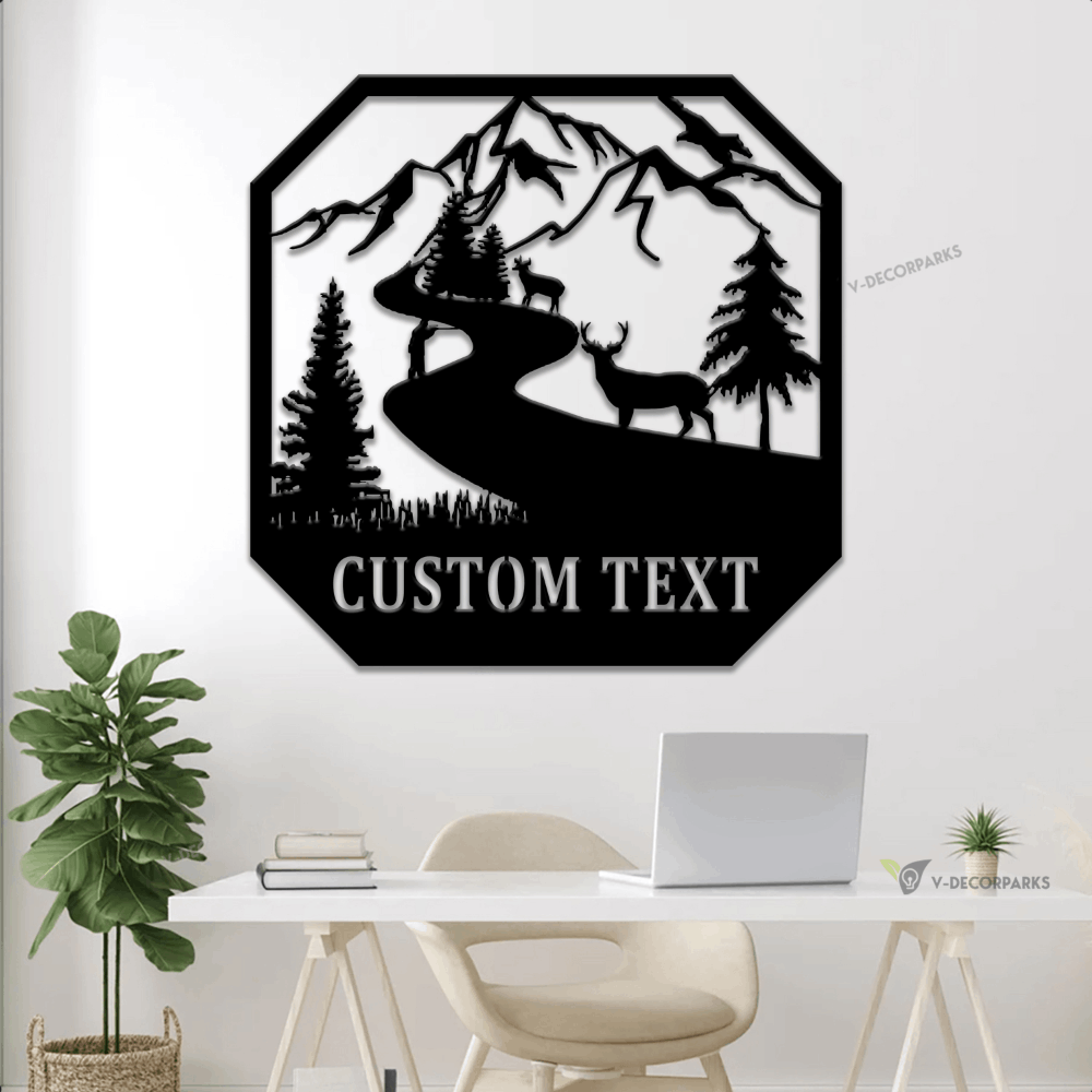 Metal Deer Camp Sign With Led Lights, Metal Hunting Camp Sign, Metal