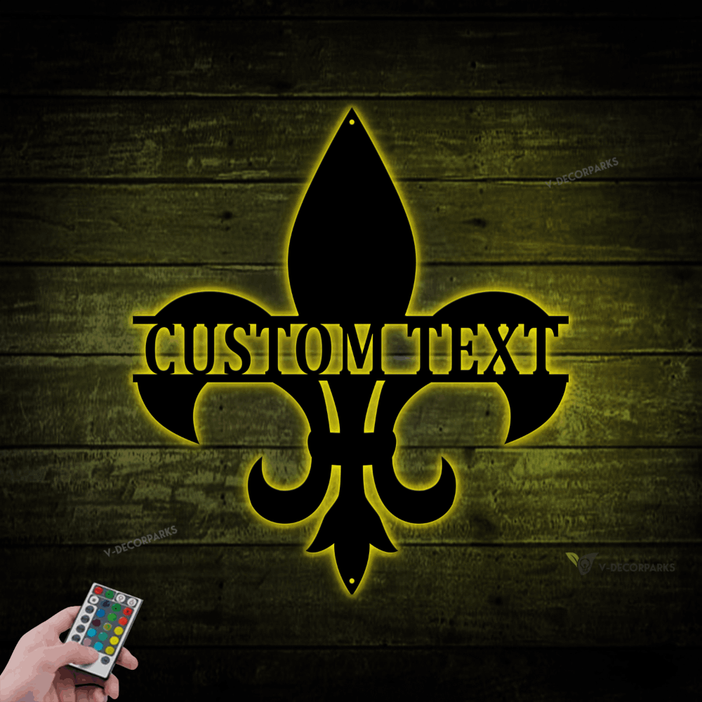 Metal Fleur De Lis Sign With Led Lights, Fleur De Lis Art, Louisiana