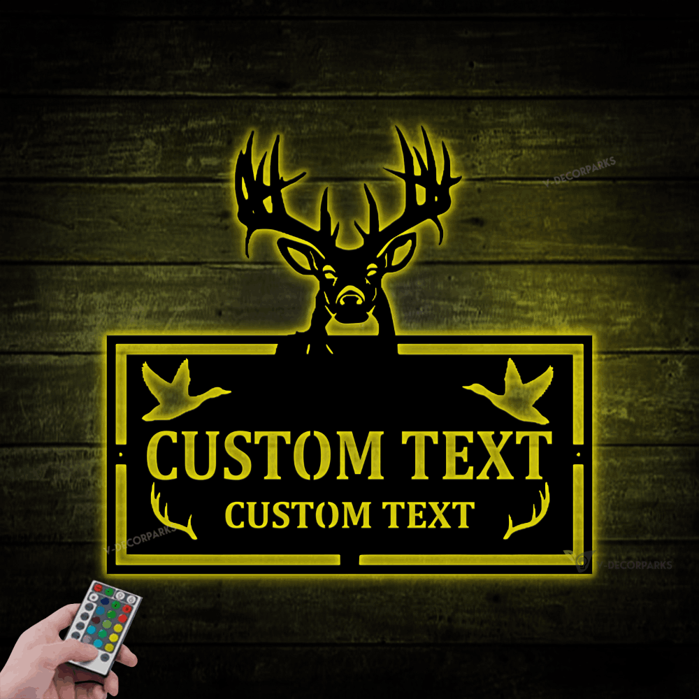 Metal Hunting Led Lights Sign, Hunting Camp Sign, Metal Camp Sign, Hunting Lodge Sign, Deer Camp