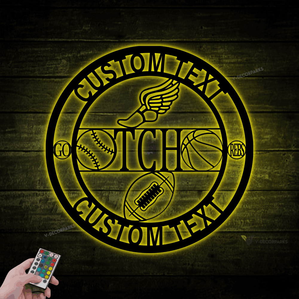 Metal Sports Sign With Led Lights, Custom Sports Sign, Personalized Sports Sign, Highschool