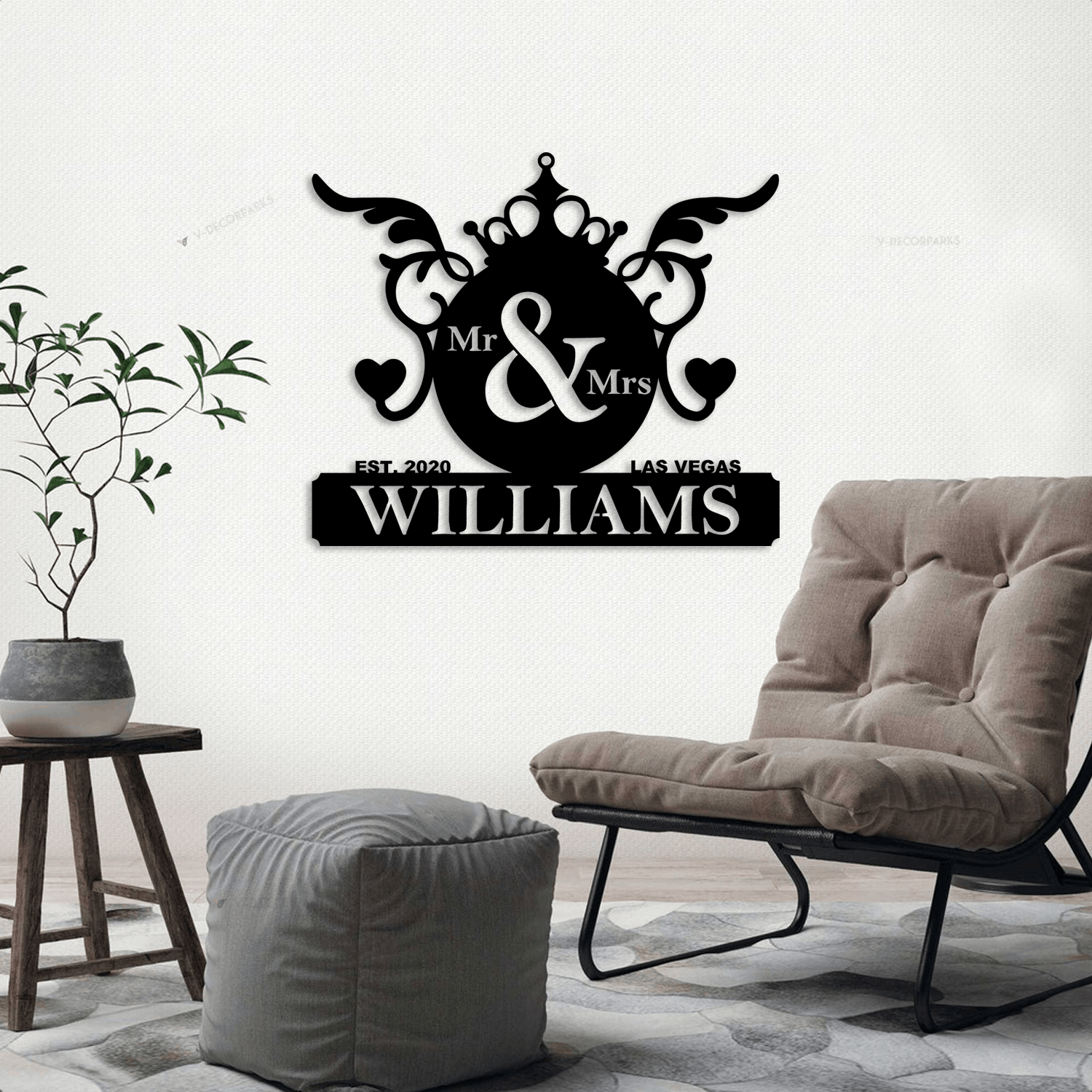 Mr And Mrs Metal Sign With Led Lights, Housewarming Wedding Metal Sign ...