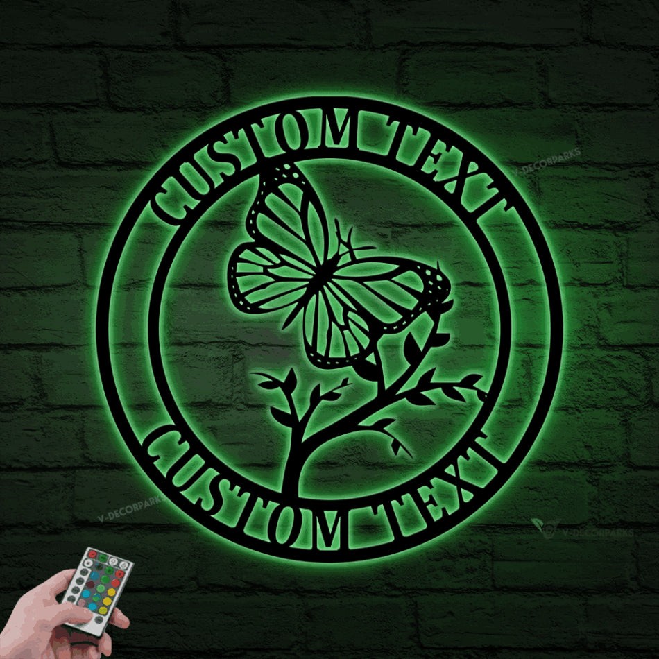 Personalized Butterfly Metal Sign Led Lights, Grandma Gift, Garden ...
