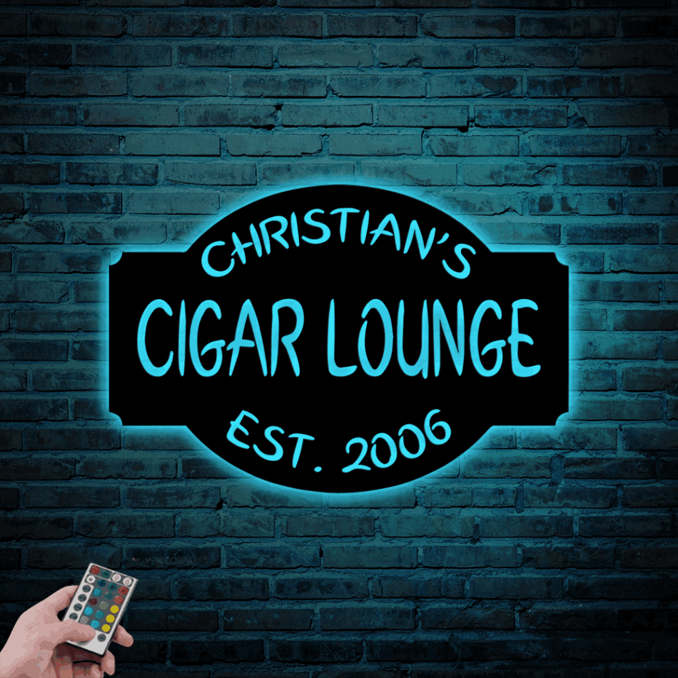 Personalized Cigar Lounge Metal Sign With Led Lights, Cigar Sign Cigar ...