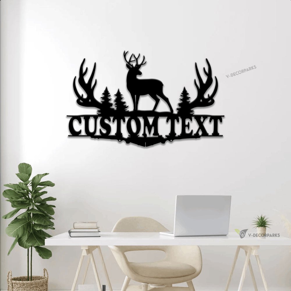 Personalized Deer Hunting Sign With Led Lights, Custom Buck Metal Wall