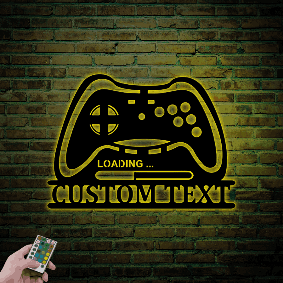 Personalized Gamer Name Sign With Led Lights, Custom Game Room Metal