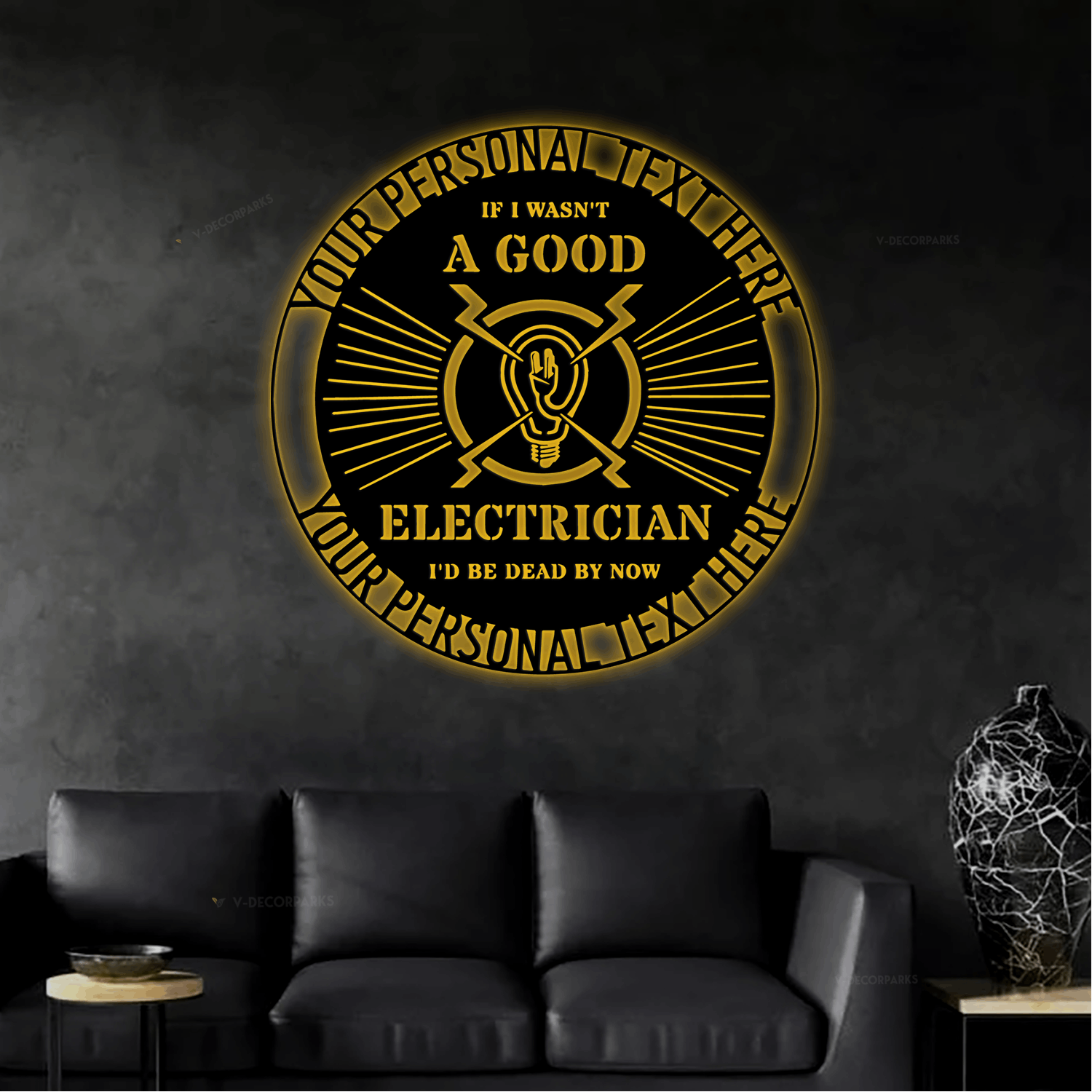 Personalized Good Electrician Metal Sign With Led Lights Custom