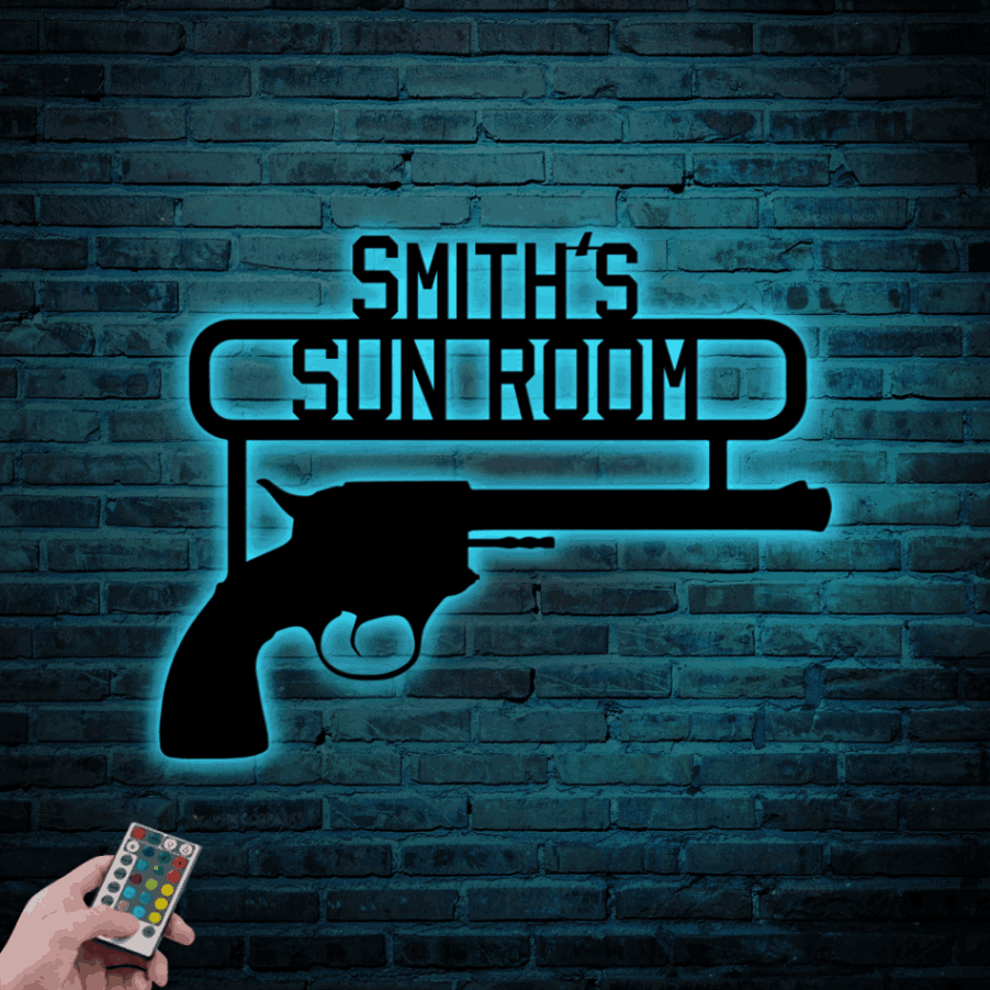 Personalized Gun Signs With Led Lights, Gun Room Sign Gun Lovers Gift ...