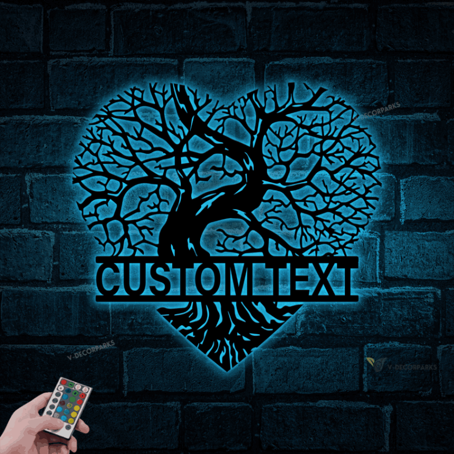 Personalized Heart Tree Metal Sign Led Lights, Valentine Day Gift, Gift ...