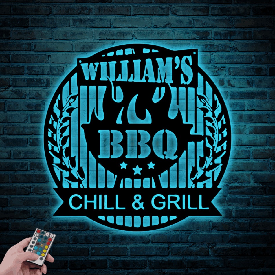 Personalized Metal Bbq With Led Lights Sign Bbq Grill Sign Custom Bbq