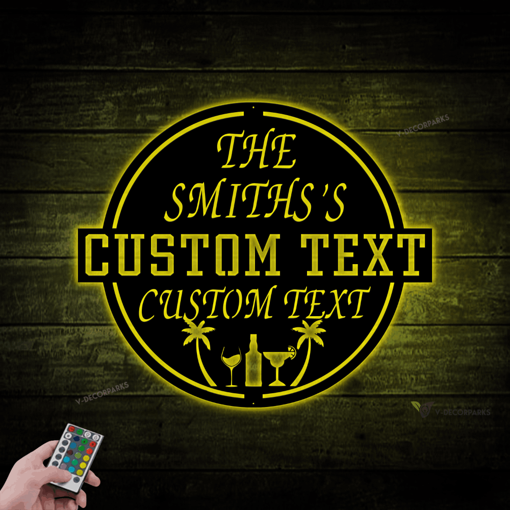 Personalized Metal Bbq Sign With Led Lights, Metal Barbecue Sign, Metal