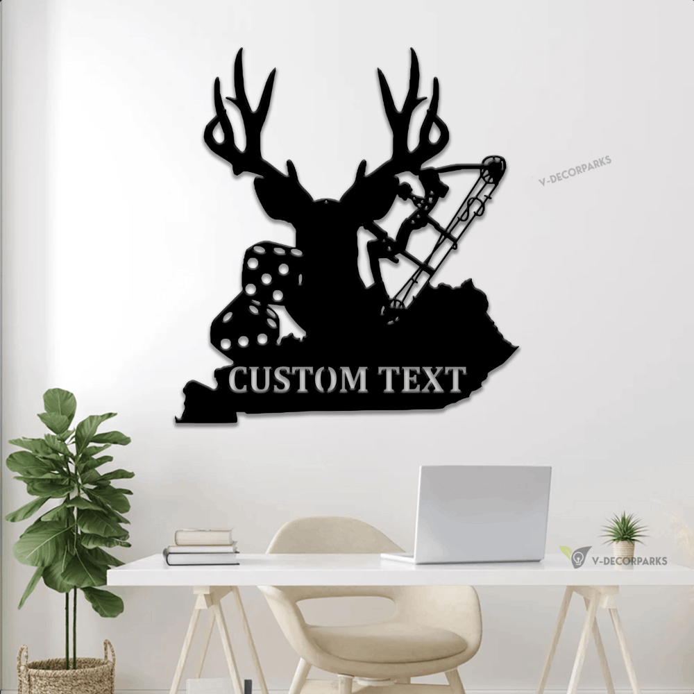 Personalized Metal Kentucky Hunting Sign With Led Lights, Metal Hunting