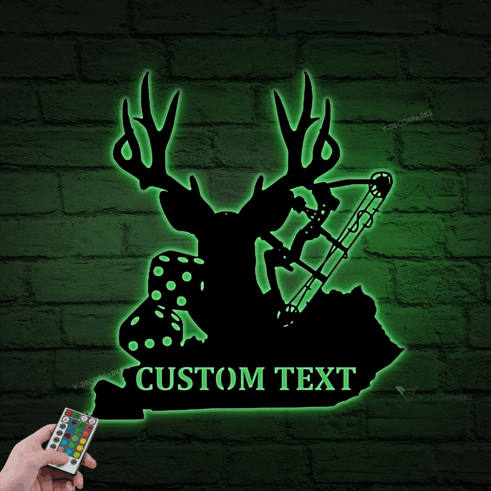 Personalized Metal Kentucky Hunting Sign With Led Lights, Metal Hunting