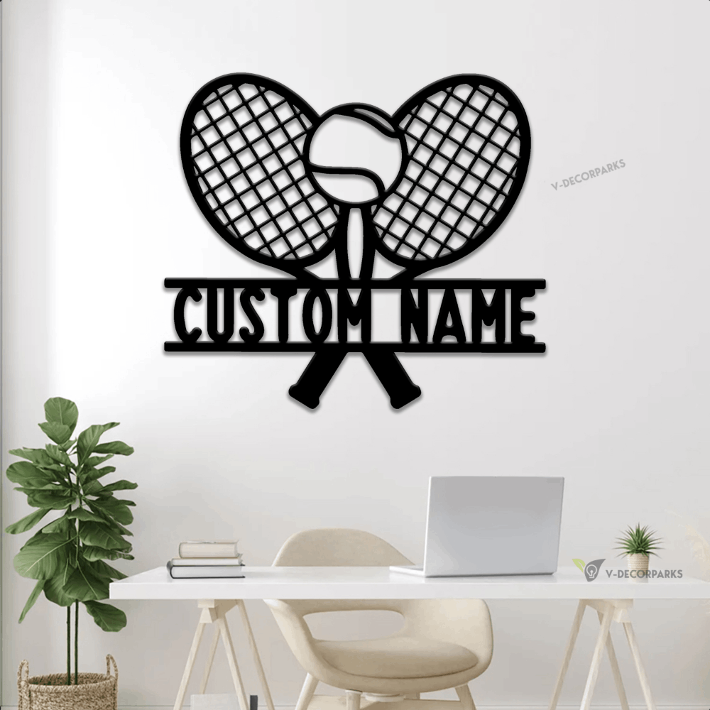 Personalized Tennis Custom Name Metal Sign With Led Lights Tennis Gift