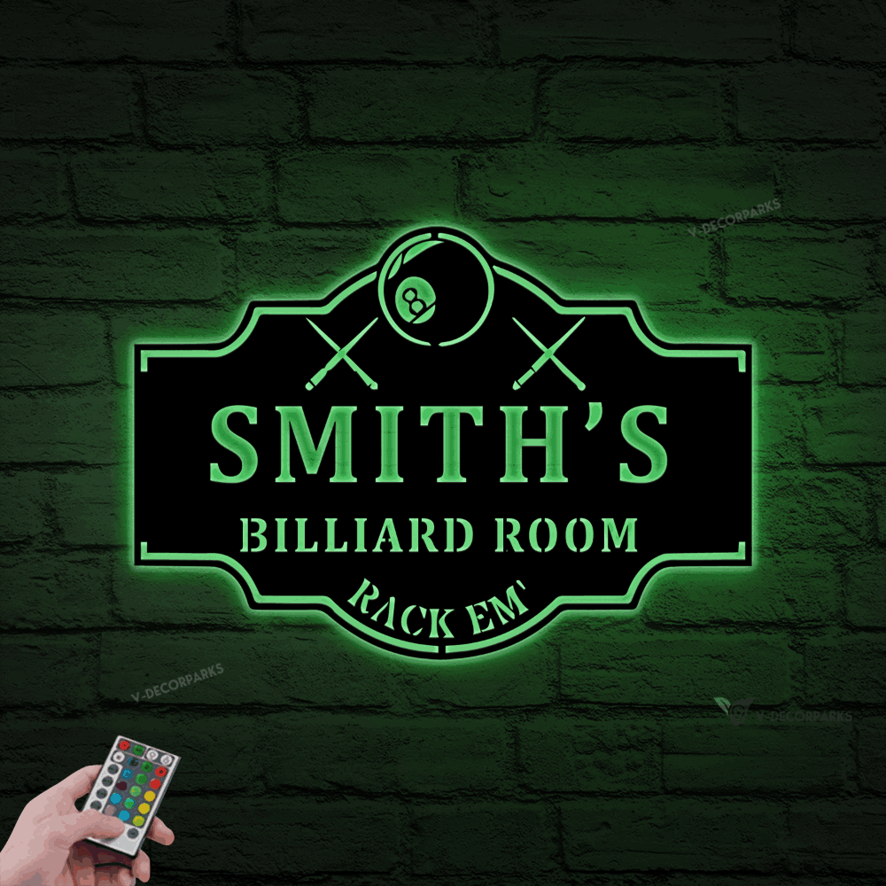 Pool Room Led Lights Sign, Pool Table Sign, Billiard Room Sign, Custom