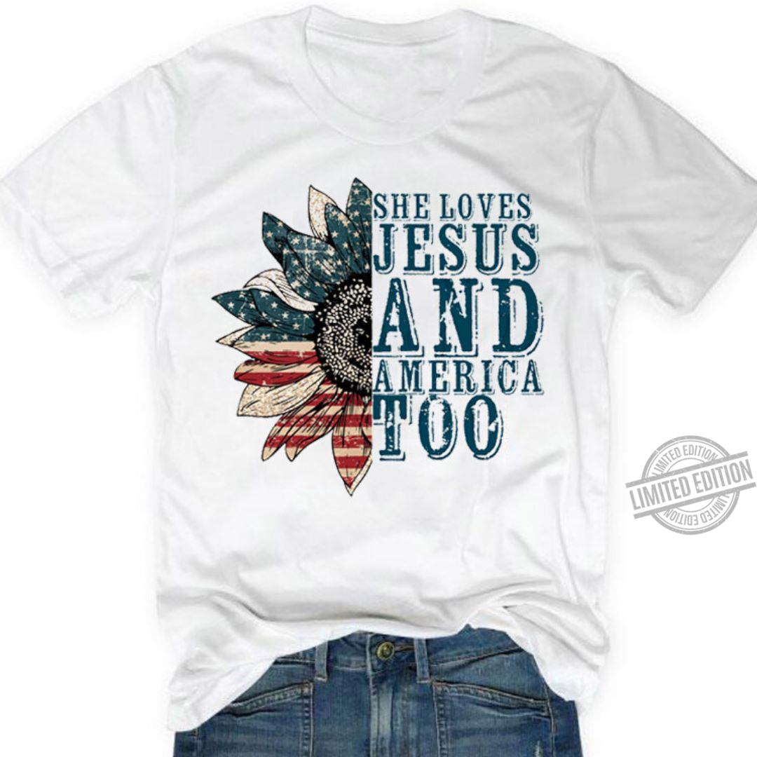 She Loves Jesus And America Too Mens Womens T-shirt Hoodie Sweatshirt Plus Size Up To 5xl