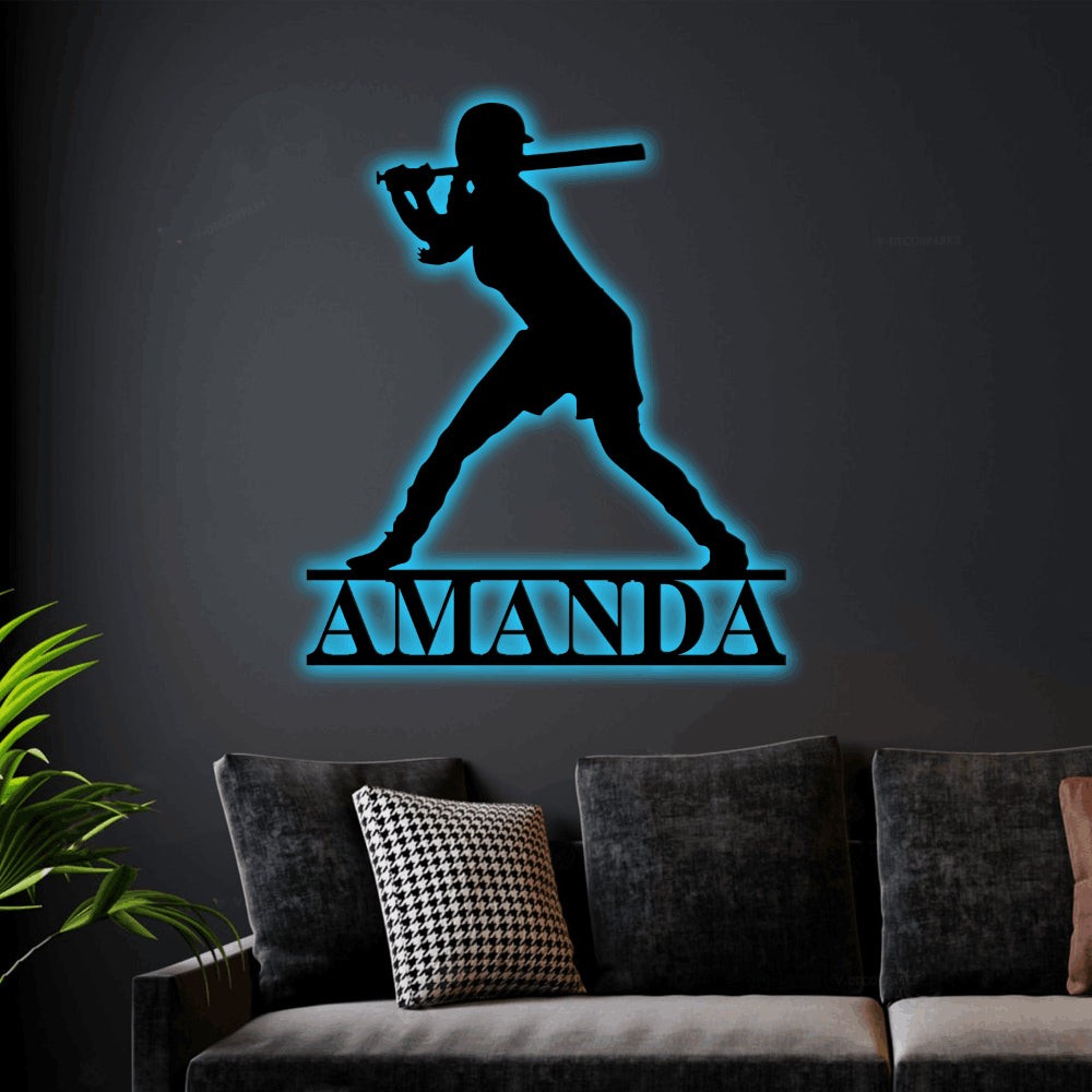 Softball Custom Sign With Led Lights, Softball Metal Sign, Softball ...