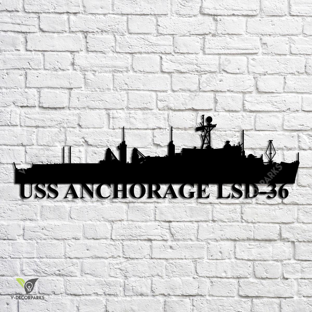 Uss Anchorage Lsd 36 Navy Ship Metal Art, Navy Ships Silhouette Metal ...