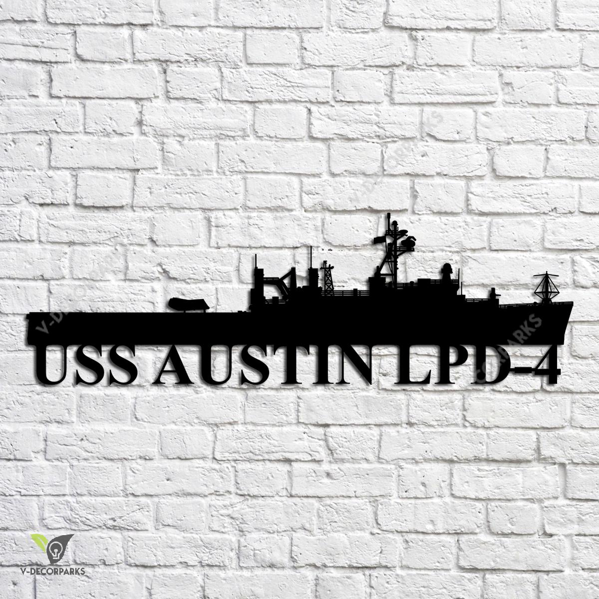 Uss Austin Lpd-4 Navy Ship Metal Art, Navy Ships Silhouette Metal Gift ...