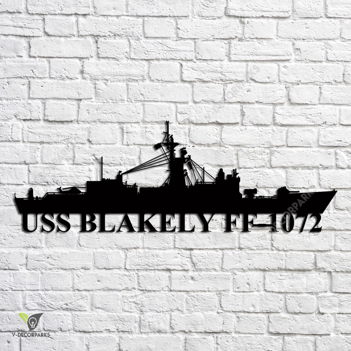 Uss Blakely Ff-1072 Navy Ship Metal Art, Navy Ships Silhouette Metal ...