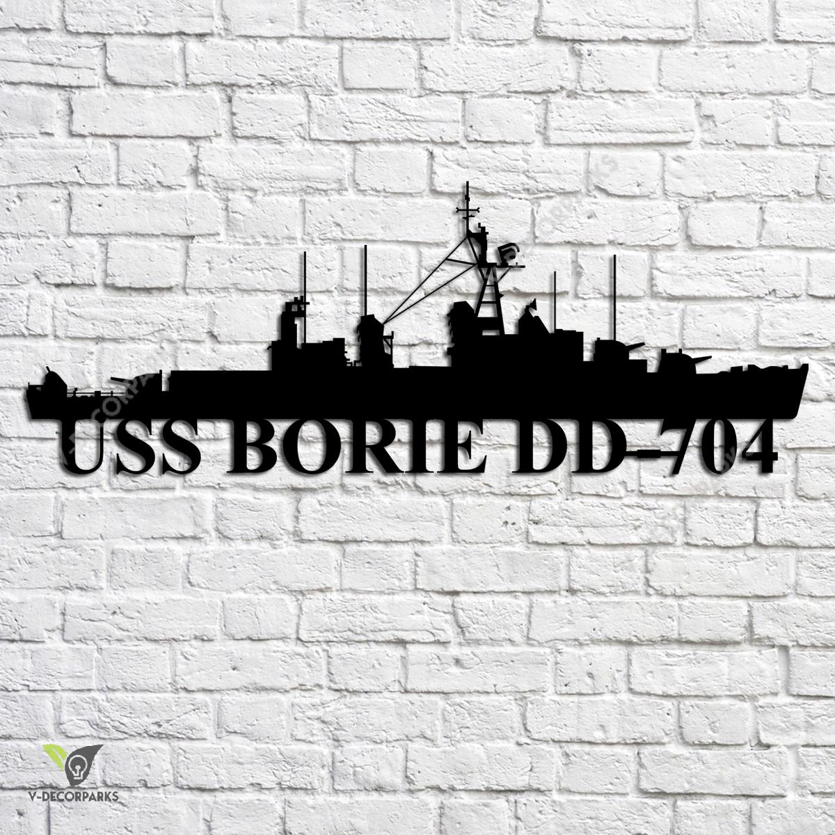 Uss Borie Dd-704 Navy Ship Metal Art, Navy Ships Silhouette Metal Gift ...