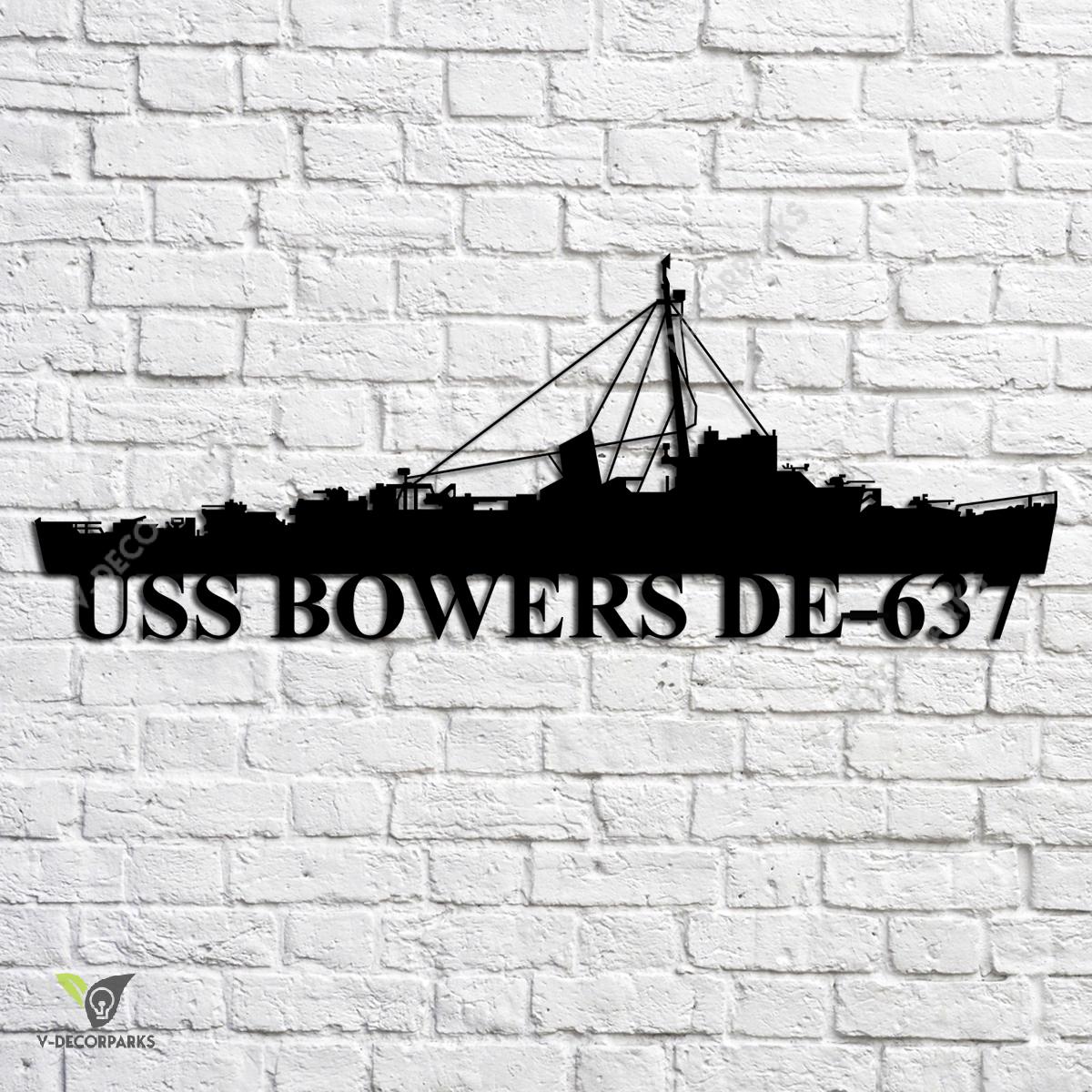 Uss Bowers De-637 Navy Ship Metal Art, Navy Ships Silhouette Metal Gift ...