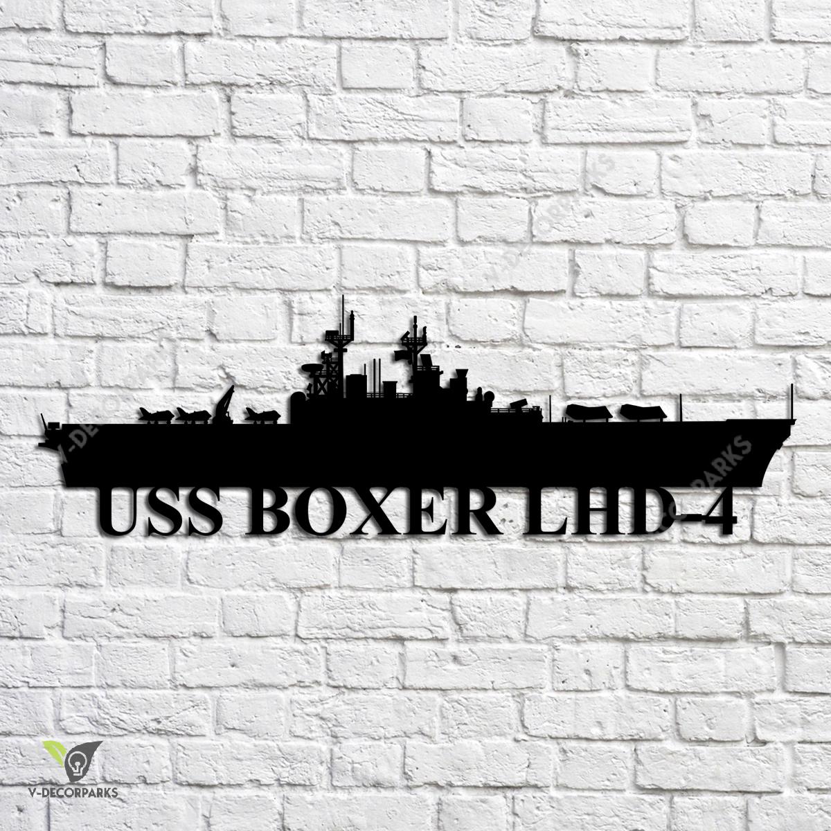 Uss Boxer Lhd-4 Navy Ship Metal Art, Navy Ships Silhouette Metal Gift ...