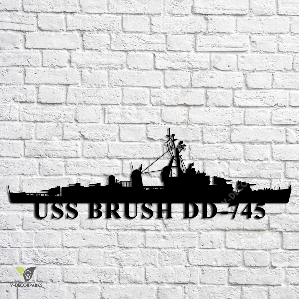 Uss Brush Dd-745 Navy Ship Metal Art, Navy Ships Silhouette Metal Gift ...