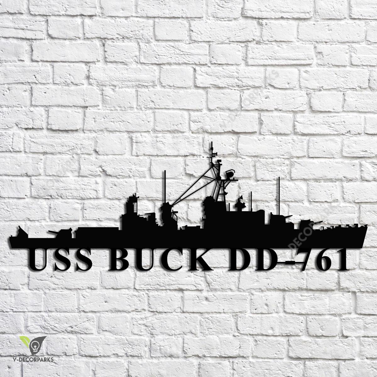 Uss Buck Dd-761 Navy Ship Metal Art, Navy Ships Silhouette Metal Gift ...