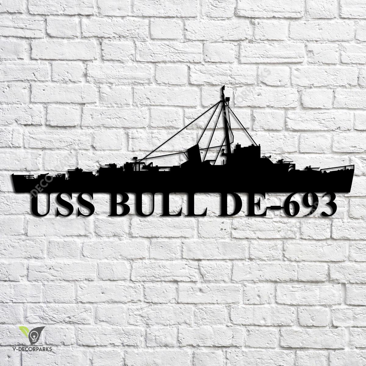 Uss Bull De-693 Navy Ship Metal Art, Navy Ships Silhouette Metal Gift ...