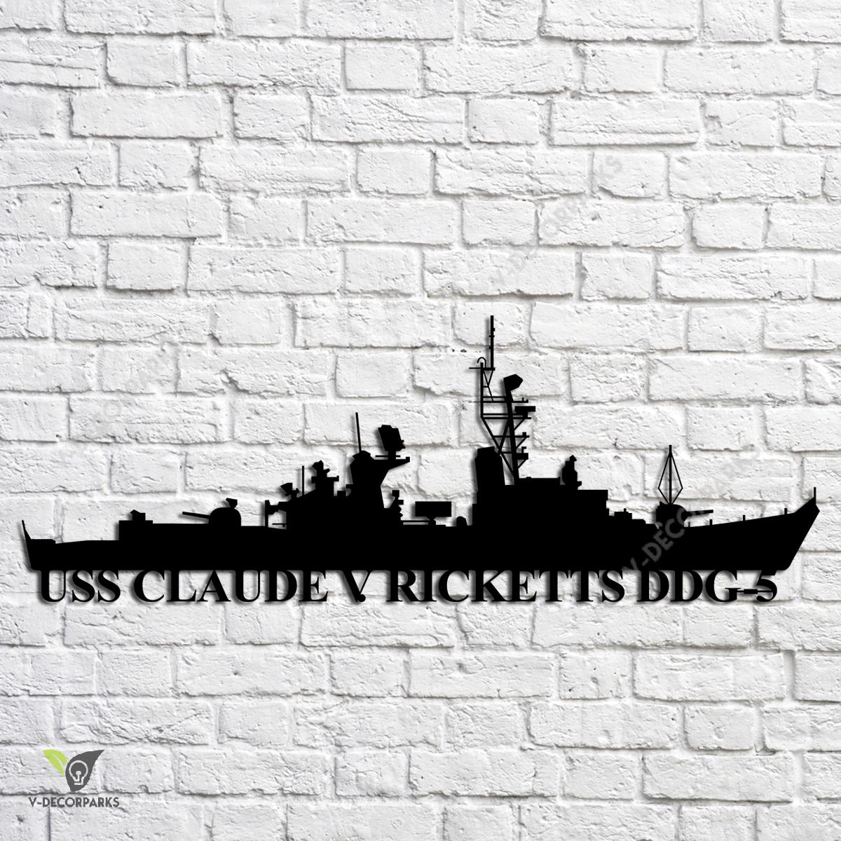 Uss Claude V. Ricketts Ddg-5 Navy Ship Metal Art, Navy Ships Silhouette ...